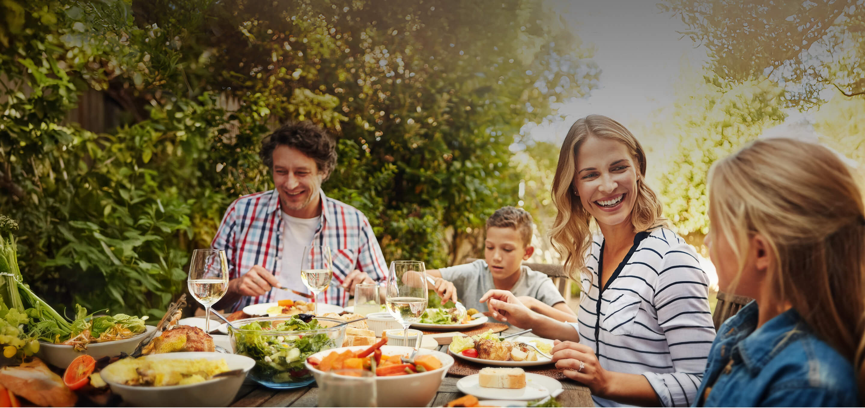 family eating outside